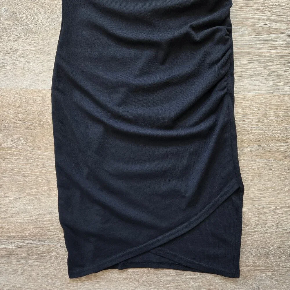Leith Ruched Bodycon Tank Dress Black Sleeveless Tulip Hem XS Little Black Dress - Picture 6 of 16